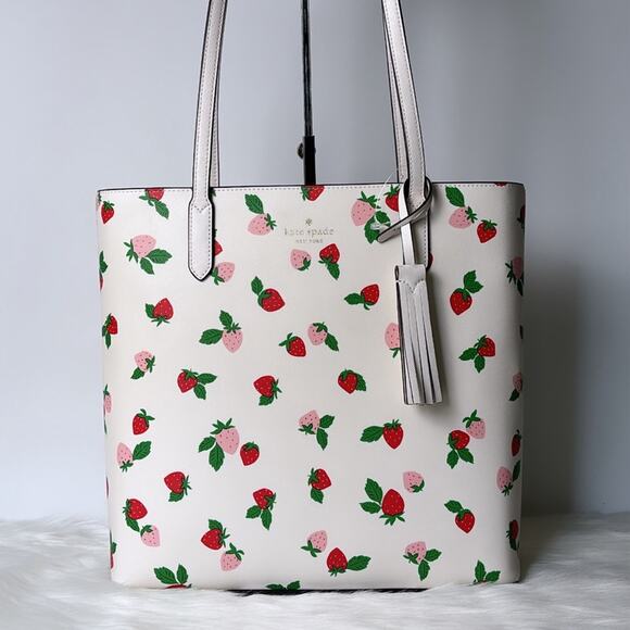 kate spade Handbags - NWT Kate Spade Jana Tossed Strawberry Printed Tote/White/ Saffiano
